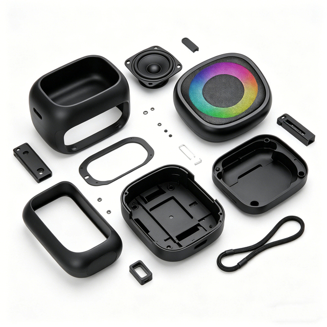 Customized ABS+PC Shell Water Ripple Bluetooth Rotating LED Speaker with Healing Atmosphere Lamp for Household Product