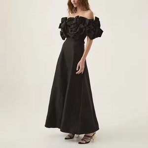 Nouvelle robe de soirée pour femme, design automne, haute qualité, décolleté sexy, sans bretelles, style vintage, à fleurs - Product Image 4