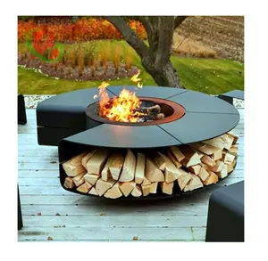 Açık corten ürünleri corten bahçe çelik firepit corten yangın çukurları odun yanan ateş çukuru sütun