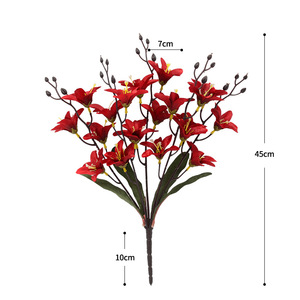 Ramo de Lirios Artificiales Dongchen de 45 cm, Flor de Seda Estilo Pastoral para Decoración del Hogar y Bodas - Product Image 3
