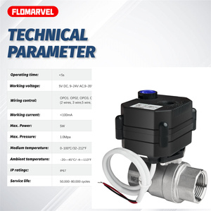 Vanne à boisseau sphérique motorisée 2 voies IP67 avec commande manuelle Flomarvel FH-MO NSF61 ROHS CE 12V 24V Laiton Acier inoxydable 304 PVC DN15 <span class=keywords><strong>DN20</strong></span> - Product Image 2