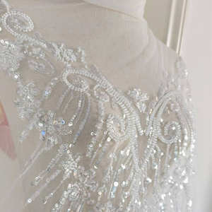 Paillettes di perline per unghie tridimensionali di lusso bianco, toppe di fiori in pizzo, abiti da sposa, materiali decorativi - Product Image 4