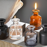 En stock – Bouteille diffuseur à roseaux en verre transparente vide de forme ronde avec couvercle, 50 ml, 100 ml, 150 ml