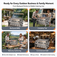 Barbecue au charbon de bois écologique, portable, rotatif, réversible, pliable, en acier inoxydable 304