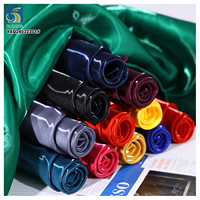 Kain Satin Poliester 100% Berkualitas Tinggi 150gsm, Kain Satin Cair Hitam Mengkilap