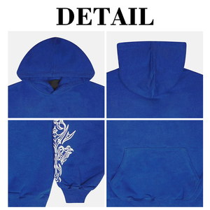 KingSen Factory Wholesale Custom Men's Floral Pattern Puff Printed Logo Heavyweight Terry Fabric Oversized Hoodie 100% Cotton - Product Image 6