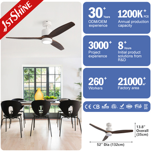 พัดลมเพดาน1stshine LED ทองแดงบริสุทธิ์3ความเร็วพัดลมเพดานใบพัดไม้ AC มีไฟ - Product Image 3
