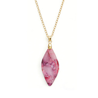 Collier ras du cou minimaliste hypoallergénique en pierre semi-précieuse jaspe fleur de Bohême avec pendentif et chaîne, vente en gros, anniversaire