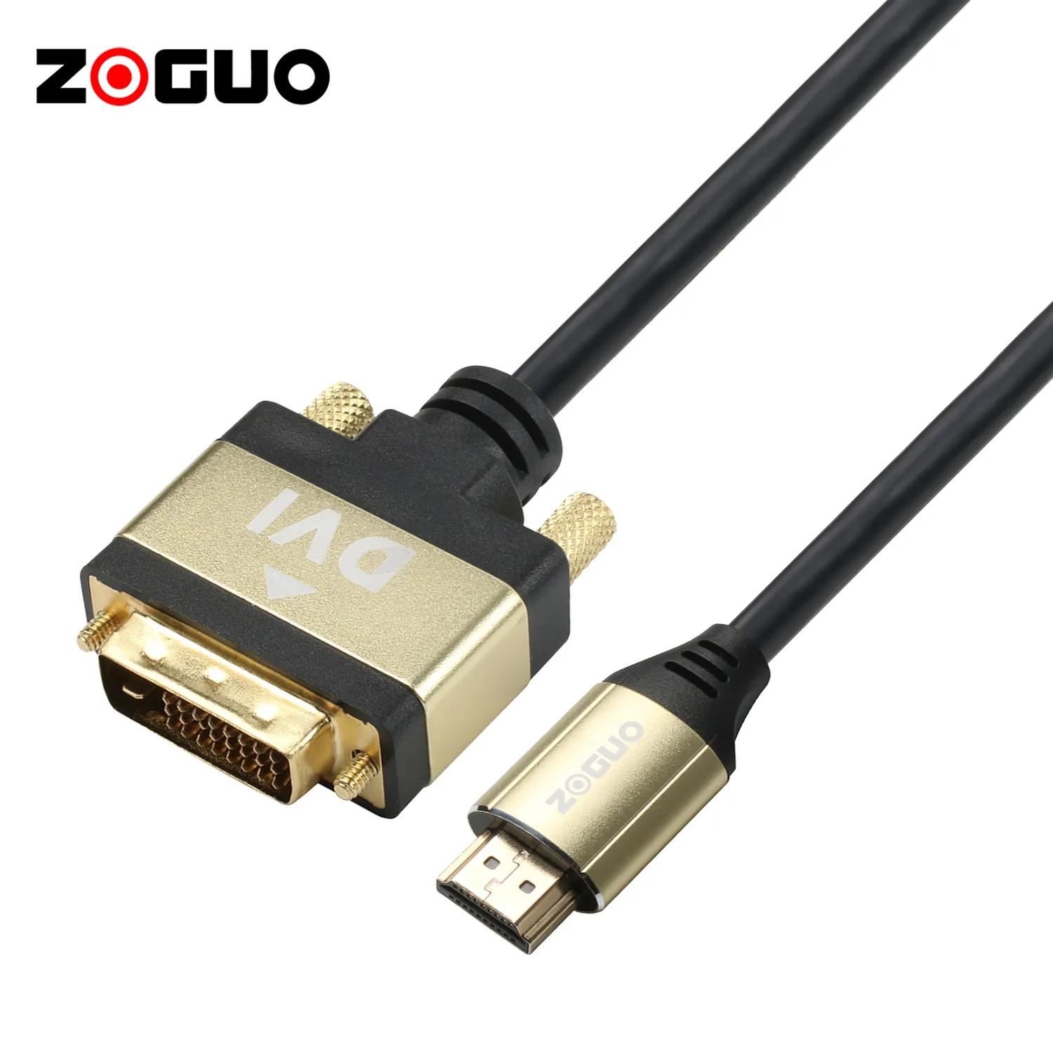 Kabel HDMI Kecepatan Tinggi Pria Ke DVI 24 + 1 Laki-laki Mendukung 2K Kabel DVI Emas Kompatibel