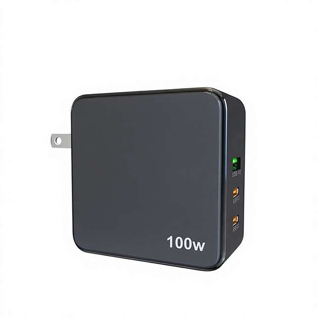 100W GaN Fast Wall Charger 3 Port USB C USB A Multi Device Power Adapter Travel Charging Station