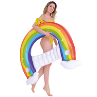 Chaise longue flottante gonflable en PVC arc-en-ciel pour piscine, extérieur, adultes, plage, 148x99cm, capacité 100-500kg