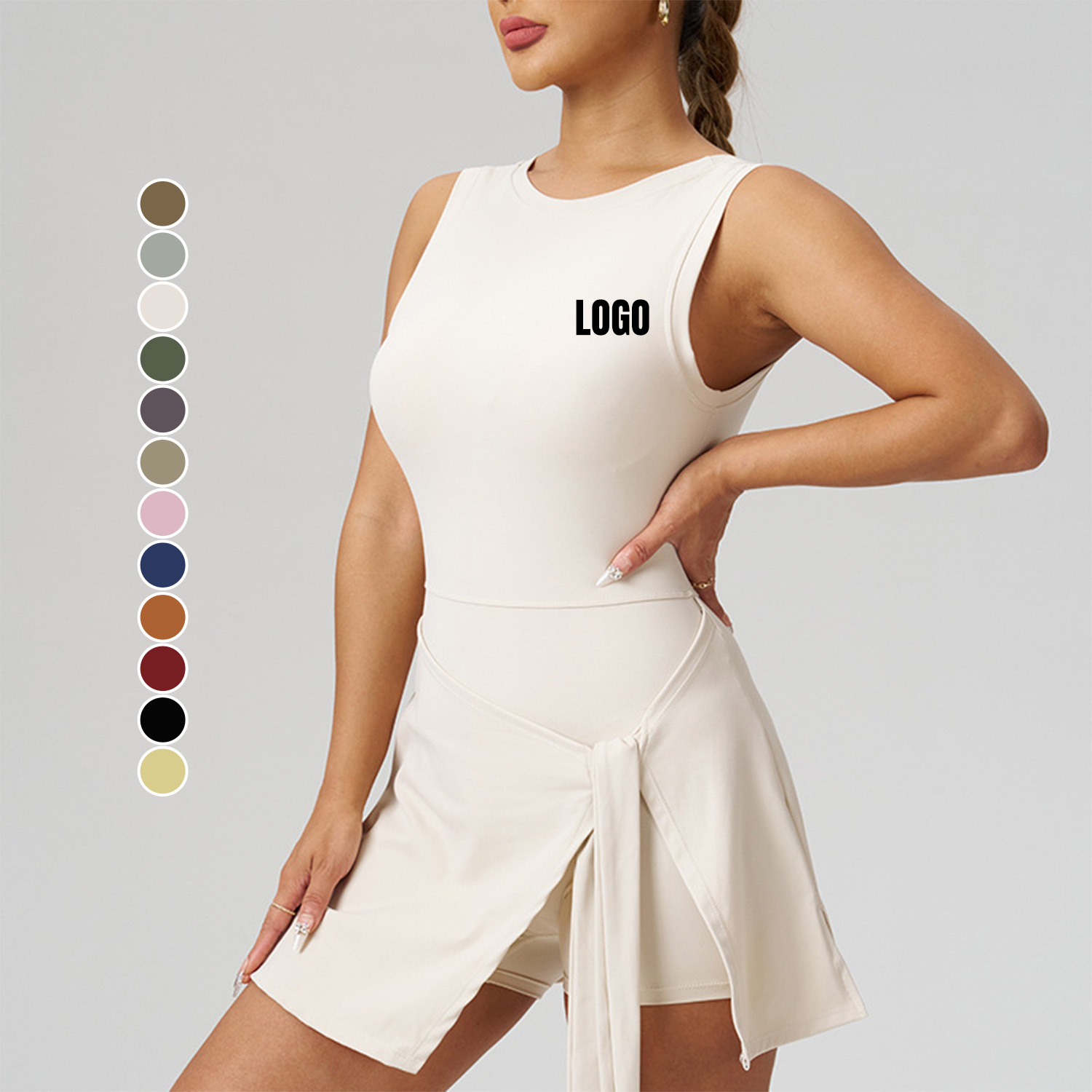 Custom Logo Backless Tight-Fitting Sports Dress Quick-Dry Sleeveless Casual Sportswear Tennis Dress Breathable Golf Yoga Dress