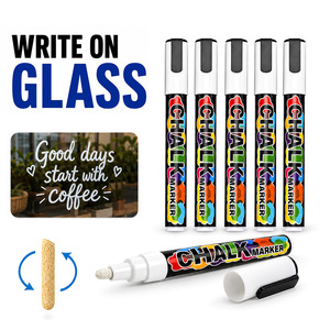 Set di <span class=keywords><strong>Pennarelli</strong></span> a Gesso Liquido Bianchi per Vetro, <span class=keywords><strong>Lavagna</strong></span>, Finestre e Arte - Product Image 2