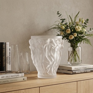 Modern Luxury <b>Small</b> Frosty Handmade Crystal Liuli Glass Round Shape Tabletop Decorative <b>Vase</b> for Home and Hotel Decor Glass Crys - Product Image 4