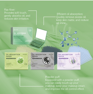 Carta Assorbente Olio Verde, Pratica Maschera in Tessuto e Carta Assorbente Olio - Product Image 2