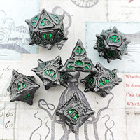 1 pièce DND Dice Set Monster Polyhedral, en métal massif, fait main, écologique, bleu pistolet, à motif perle et grande bouche, pour jeux de société et de rôle, objet de collection