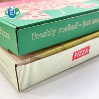 Boîte à pizza biodégradable personnalisée en usine en Chine avec des matériaux recyclés, design coloré, papier kraft de haute qualité, prix bas