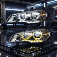 Feux avant LED Angel Eyes 12V 55W en matériau PC pour X5 E70 2008-2013, montage universel, mise à niveau, phare modifié bicolore