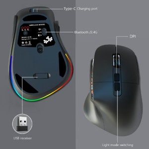 Hot bán RGB phong cách có thể sạc lại <span class=keywords><strong>8D</strong></span> chế độ kép dọc Chuột chơi game không dây với đèn <span class=keywords><strong>LED</strong></span> đầy màu sắc giao diện USB - Product Image 4