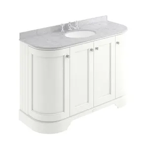 Grey Curved 1200mm 4-Door Vanity Unit round bathroom cabinet