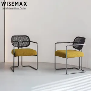 WISEMAXモダンデザインステンレスアームチェアリビングルーム生地パッド入りダイニングチェア背もたれバニティドレッシングc