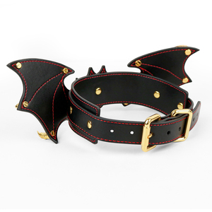 Collier BDSM en cuir végétalien en forme de corne de diable avec laisse en chaîne en alliage d'aluminium collier de Bondage Premium pour Couple <span class=keywords><strong>esclave</strong></span> flirtant - Product Image 4