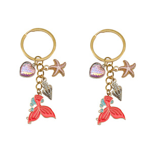 Mermaid Starfish <b>Keychain</b> Zinc Alloy Heart Shape Fashion Jewelry Accessory For Creative DIY Gifts - Product Image 1