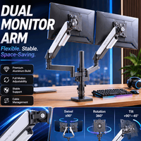 Support double moniteur Zeno en aluminium, bras de bureau en métal pour écrans 17-32 pouces, idéal pour PC et compétitions e-sport