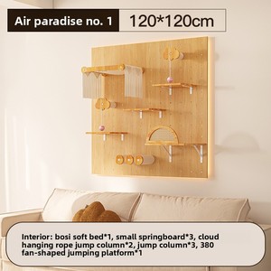 Bingkai panjat kucing pasang dinding kayu padat Modern, ramah lingkungan, jembatan pohon tangga berlubang papan karton - Product Image 5