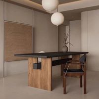 Table de salle à manger rectangulaire en bois de pin massif de style mi-siècle, plateau de 50 mm d'épaisseur, tailles personnalisées, vente en gros