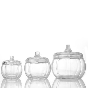New Design Pumpkin Shape Small Medium <strong>Large</strong> Size Empty <strong>Glass</strong> Aromatherapy Candle <strong>Jar</strong> <strong>with</strong> <strong>Glass</strong> <strong>Lid</strong> - Product Image 2