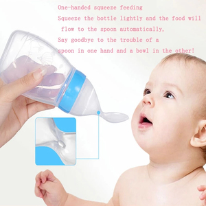 Bouteille cuillère à multi-usage en Silicone, ustensile pour bébé riz céréales 125ML 5oz à presser, pour les complément d'alimentation de bébé - Product Image 3