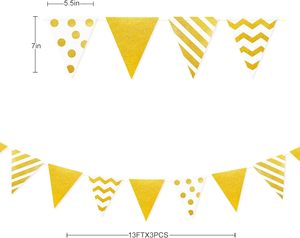 In the Trend 10-Piece Eco-Friendly Paper Pennant Flags with Wave Pattern for School Birthday Party Decorations-DIY & Adjustable - Product Image 2