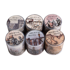 1 rouleau de ruban décoratif rétro en PET de la série Medieval Journey, motif paysage <span class=keywords><strong>alien</strong></span>, pour l'élimination des déchets - Product Image 5