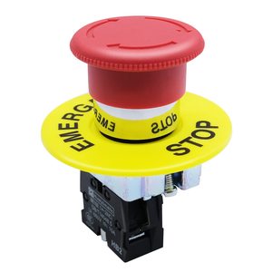 NC 22 มม. ปุ่มกดหยุดฉุกเฉินแบบล็อคตัวเองสีแดง IP65 พลาสติก AC 660V 10A - Product Image 2