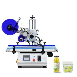 High Speed Tabletop Ice Cream Cup Label Machine Wine Bottle Table Top Flat Labeling Machine For Beverage PET Bottles