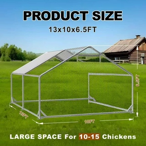 กรงไก่โลหะสีเงินแบบเดินเข้าได้ |   โรงเรือนเลี้ยงไก่ขนาดใหญ่กลางแจ้งสำหรับสัตว์เลี้ยงในสวนหลังบ้าน - Product Image 4
