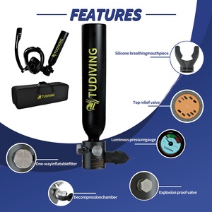 TUDIVING 0.5L 6-10Mins <span class=keywords><strong>Bouteille</strong></span> d'air haute pression en aluminium avec soupape de sécurité, sac de transport, tuba et <span class=keywords><strong>pompe</strong></span> manuelle pour plongée sous-marine - Product Image 6