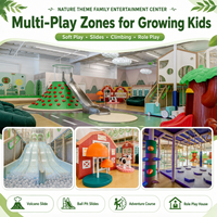 Équipement de terrain de jeux intérieur sur le thème de la nature pour centre de divertissement familial avec toboggans et jeux souples