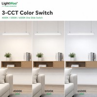 Lámpara Lineal LED Delgada Decorativa de Superficie, de Aluminio, 3CCT, Enlazable, Regulable, para Oficina Comercial, Sala de Exposiciones, Gimnasio