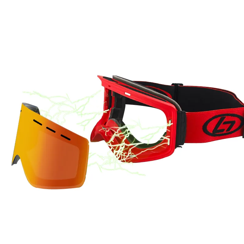 Obaolay Geen Moq Sneeuw Sport Masker Apparatuur Anti-Fog Mode Custom UV400 Magnetische Snowboard Goggles Ski Bril Googles Met case