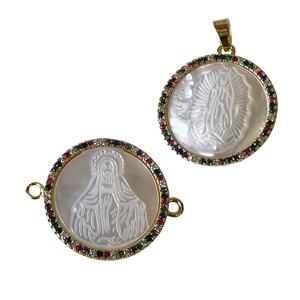 Medali modis zirkon ibu kerang mutiara guadalupe <span class=keywords><strong>virgin</strong></span> <span class=keywords><strong>mary</strong></span> liontin jimat untuk membuat perhiasan kalung grosir - Product Image 1