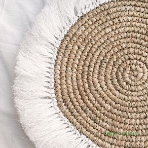 <b>Cheap</b> Price Nordic Rush Bamboo Bohemian Eco-Friendly Round Braided Placemat with Tassel for Dining Table From Vietnam - Product Image 4