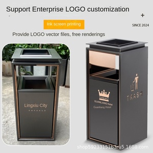 Hotel Lobby Stainless Steel Trash Can Ashtray Vertical Shopping Mall Elevator Entrance Sales Department Smoke Bucket <strong>Garbage</strong> - Product Image 2