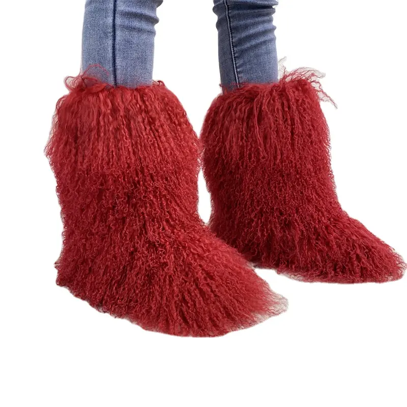 2023 Fashion women Girls Child baby Mongolian fur boots sheep fur snow boots full covered with fur for Girls Winter Warm Shoes