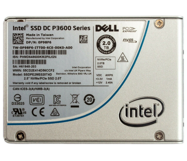 2TB 2.5-inch Enterprise NVMe U.2 Mixed-Use SSD Intel DC P3600 P98F6