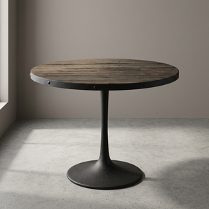 Industrial & Vintage Cast Iron <b>Foldable</b> Rusty Antique Finish Round 6 Seater Dining <b>Table</b> for Apartment & Hotel Use - Product Image 2