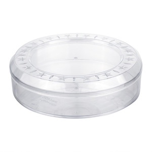 Boîte de rangement ronde en plastique transparent avec couvercle, récipient de qualité alimentaire pour biscuits, bonbons, snacks, emballage cadeau, présentation - Product Image 3
