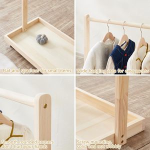 Barra da appendere in legno massello porta abiti per bambini da asilo nido guardaroba appendiabiti per camera del bambino del bambino - Product Image 3