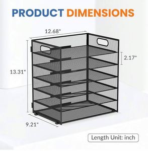 6 Tier Metal Mesh Paper <b>File</b> Organizer for Desk Paper Letter <b>Tray</b> Organizer Mesh Desk <b>File</b> Organizers with Handle - Product Image 6